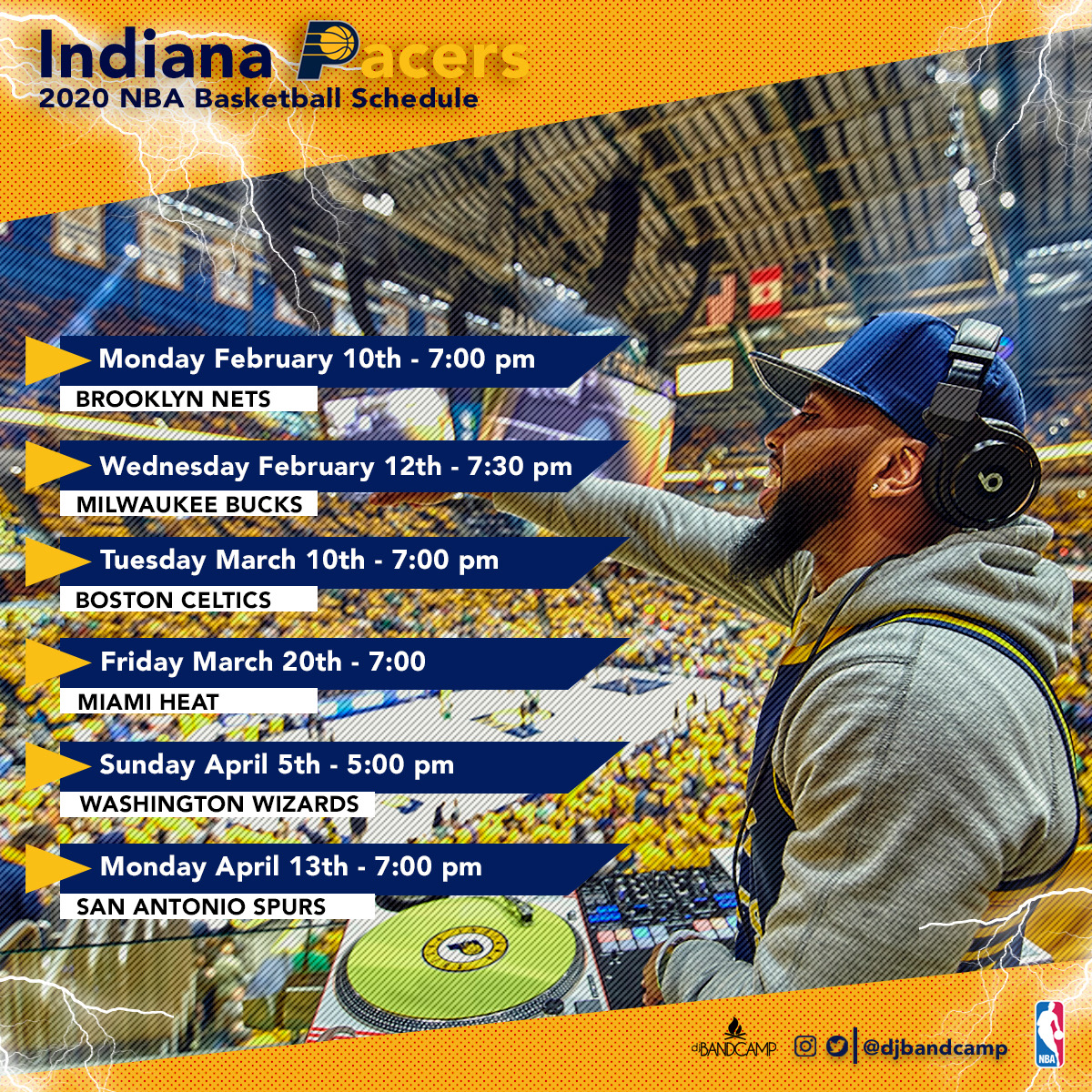 DJ Bandcamp’s 20192020 Indiana Pacers NBA Basketball Schedule (Second
